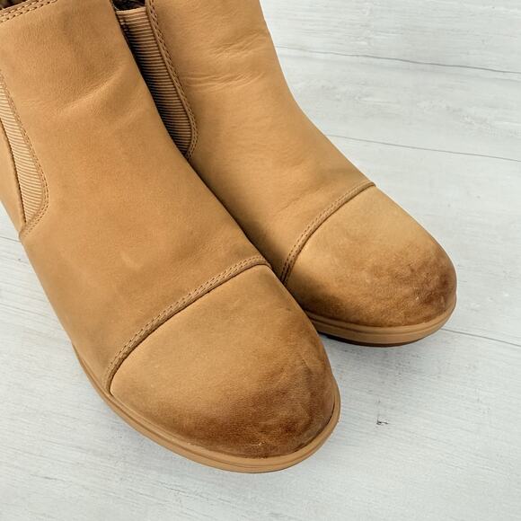Sorel Evie Chelsea Bootie Womens 10 Pull-On Ankle Boots Tan Leather Fall Comfort - Picture 8 of 13